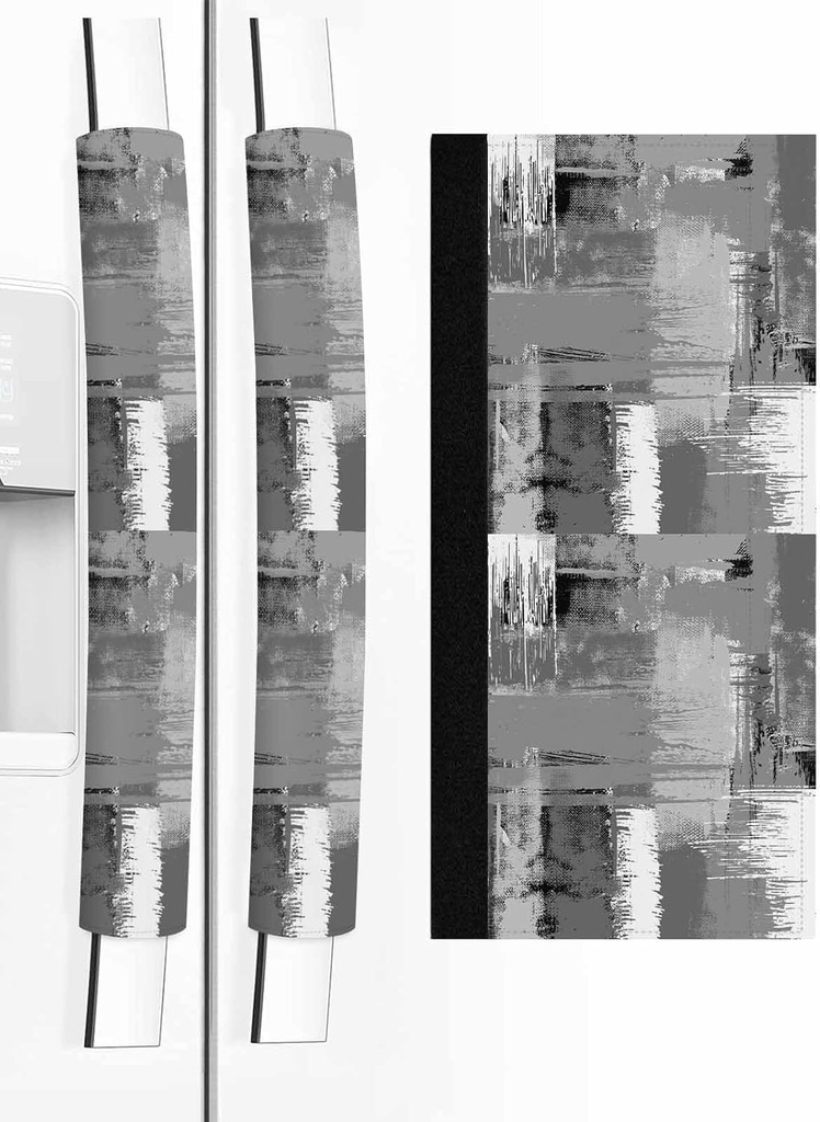 Homechoid Contemporary Grey Refrigerator Door Handle Covers Set of 2, Abstract Black Grey White Street Art Kitchen Appliance Covers Handle Decor Protector for Ovens Dishwashers Microwave Ornaments