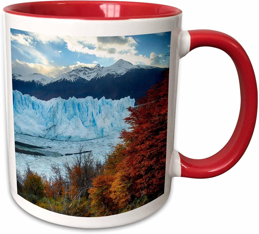 3dRose Argentina, Patagonia, El Calafate. Glacial ice on Lake Argentina. 11oz Two-Tone Red Mug