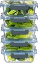 MFY 5-Pack 36 OZ Glass Storage Containers with Lids, Glass Meal Prep Containers Set, Airtight Lunch Containers with Lids, Microwave, Oven, Freezer and Dishwasher Safe, Gray