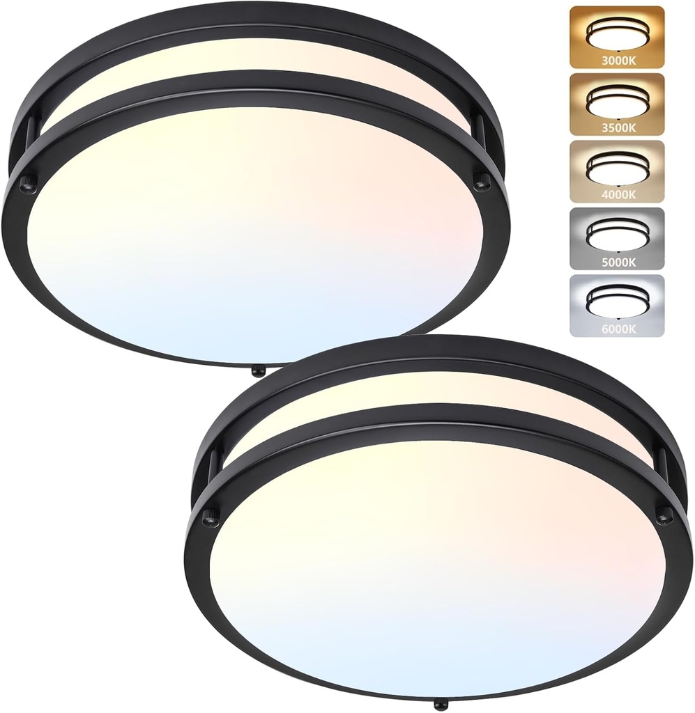 AKAARI Flush Mount Ceiling Light - 2 Pack 36W 3000K/3500K/4000K/5000K/6000K Super Bright Dimmable Led Ceiling Light Fixture 12 Inch Lamp for Kitchen Hallway Bedroom Bathroom