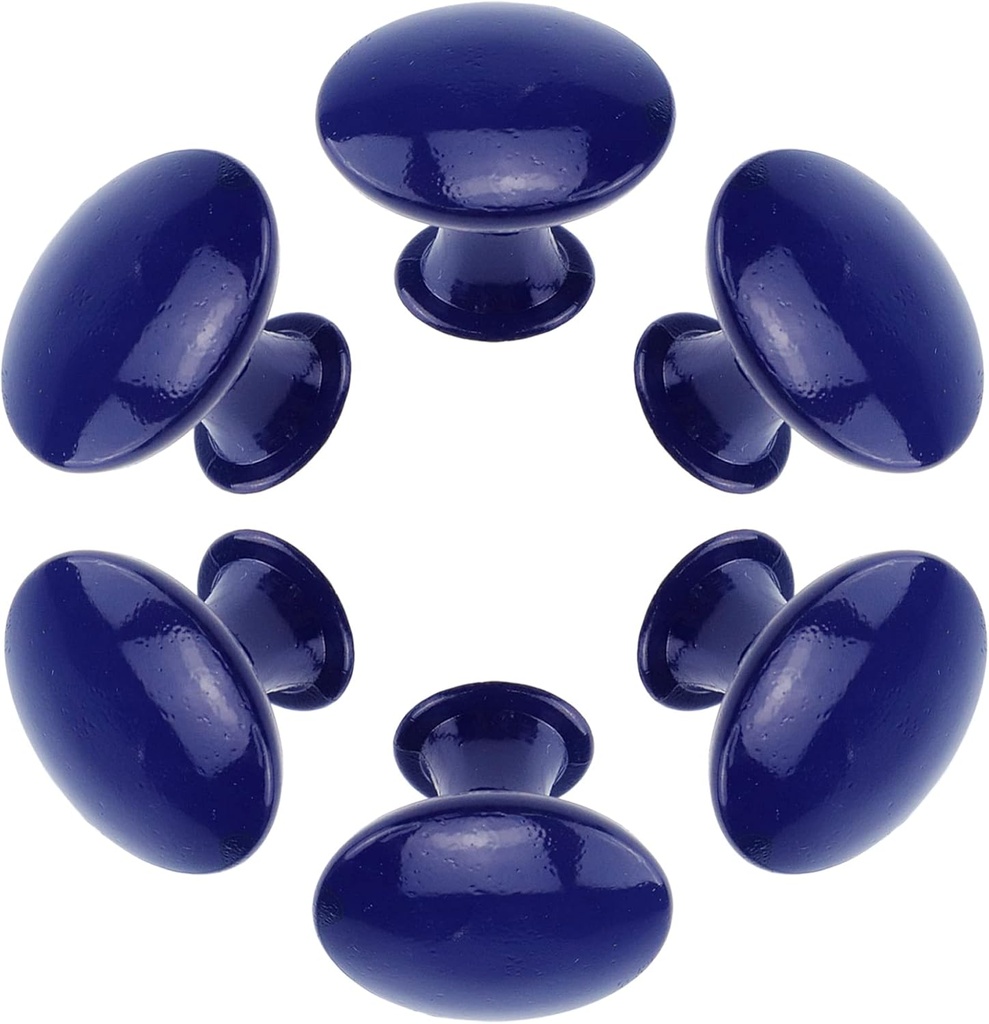 Semetall 6pcs Round Dresser Knobs 1.18 Inch Metal Cabinet Pull Handles for Kitchen Drawer Door Cupboard,Dark Blue