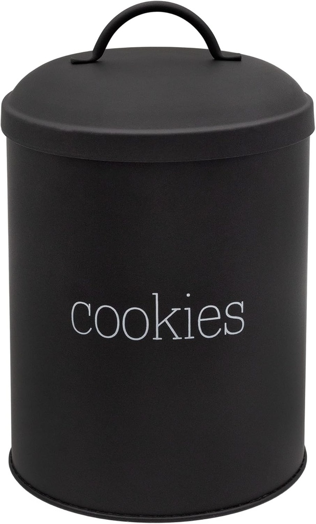AuldHome Design Black Enamelware Cookie Jar, Large Modern Farmhouse Treats Canister