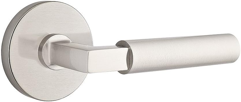 Disc Rosette Door Set with Hercules Levers Right Hand Privacy in Satin Nickel