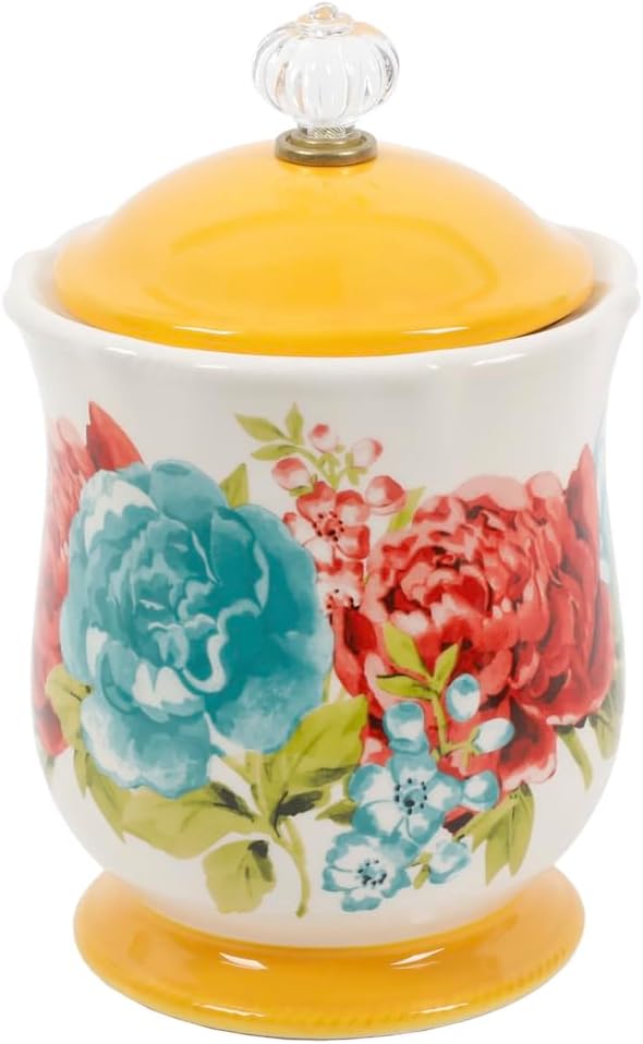Pioneer Woman Blossom Jubilee Flour, Surgar Salt Spice Canister with Acrylic Knob,