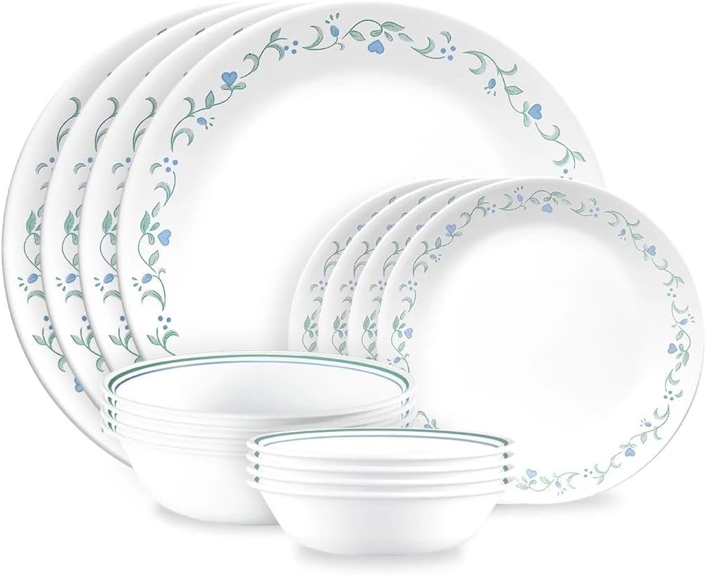 Corelle Country Cottage 16-Piece Mugless Dinnerware Set, Service for 4
