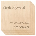 Baltic Birch Plywood - 1/8 Inch Thickness - 12" x 12" Square Wood Sheets for Laser Cutting, CNC Cutting and Crafts - Pack of 10