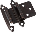 DecoBasics Oil Rubbed Bronze Cabinet Hinges for Kitchen Cabinets (25 Pair -50 Pcs) -1/2" Overlay (Variable) -Self Closing Kitchen Cabinet Hinges Flush Mount w/Silicon Bumpers & Upgraded Screws