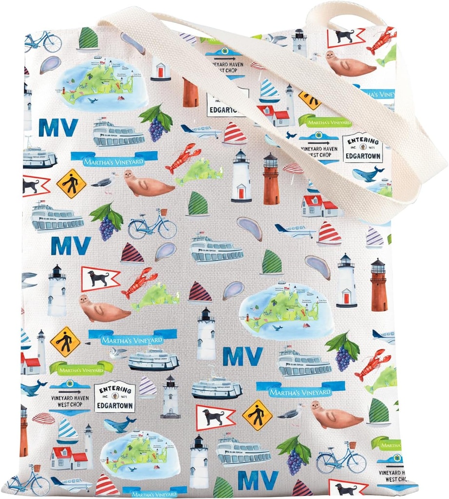 KEYCHIN Martha's Vineyard Tote Bag Massachusetts MA Gifts Martha's Vineyard Travel Bag Massachusetts MA Shoulder Bag