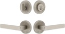 Viaggio CLOMLNLUS_Combo_238_RH Motivo Right Handed Solid Brass Single Cylinder Keyed Entry Door Lever Set and Deadbolt Combo Pack - 2-3/8" Backset - Satin Nickel
