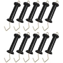 ABuff 10 Pack Plasitc Electric Fence Gate Handles Insulators Ranch Fences Accessories, Simple Tension Gate Handle with Spring for Electric Fence, Black