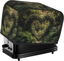 Green Leaves Heart Shape 2 Slice Toaster Covers Bread Machine Cover Quilted Dustproof Fingerprint Protectors Small Washable Appliance Cover Bread Maker Dust Protection Universal Size