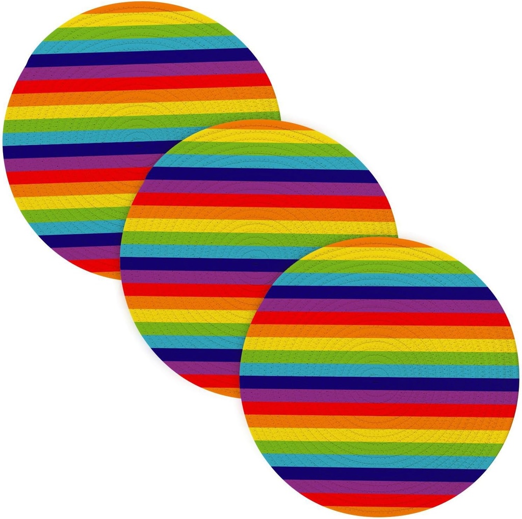 3 Pcs Kitchen Trivet for Hot Dishes 15in Cotton Thread Weave Heat Resistant Pan Mat for Crock Pot Cookware Protects Rainbow Digital Papers