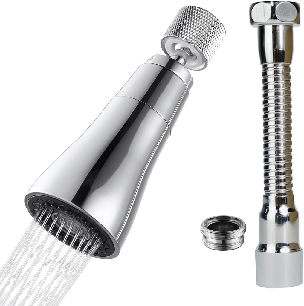 Kitchen Sink Faucet Sprayer Attachment - Movable Kitchen Tap Head 360° Rotatable Anti-Splash Sink Sprayer Facuet Nozzle Head Water Saving Faucet Aerator - 2 Modes Sprayer Chrome