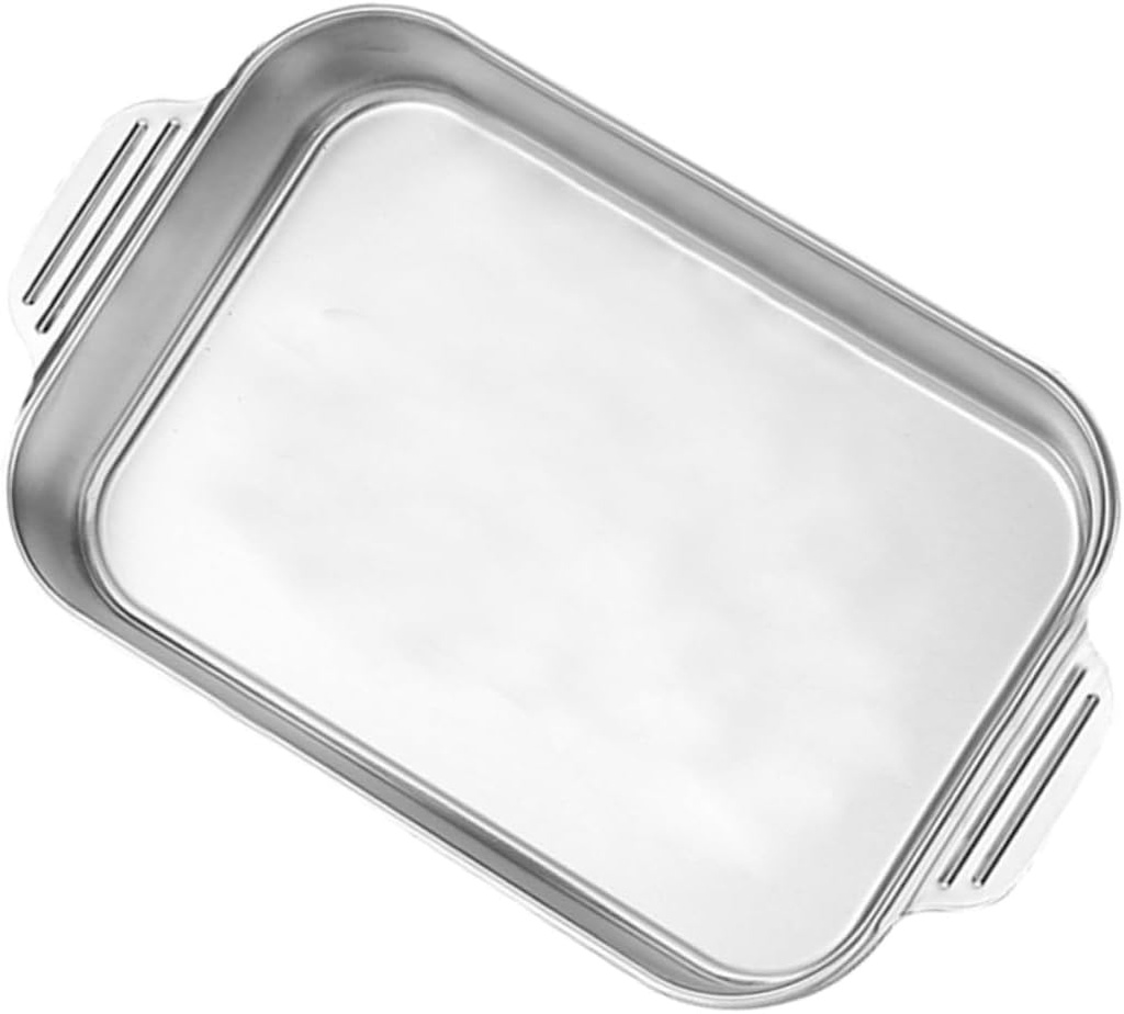 COOLHIYA Stainless Steel Dual Handle Fish Steaming Plate Capacity Baking Tray for Home Cooking Oven and Microwave Safe Multipurpose Sushi and Roasting Pan for People