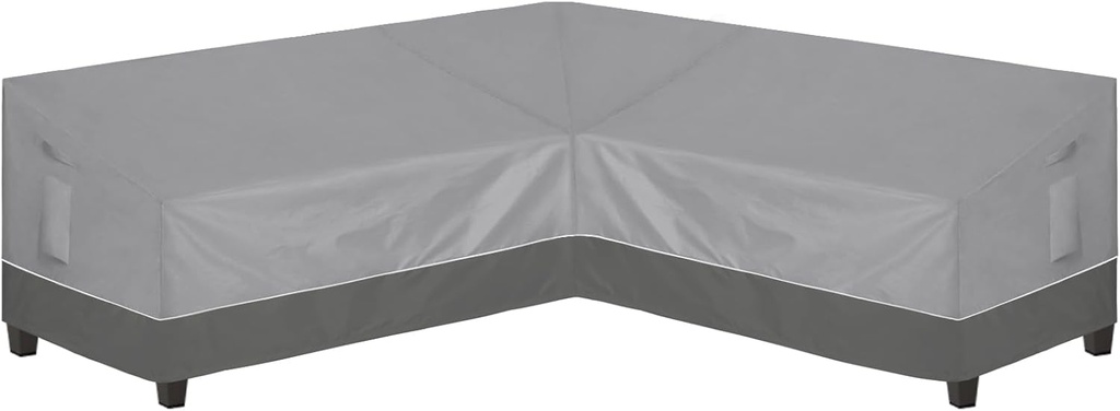 Easy-Going Outdoor V-Shaped Sectional Sofa Cover 85"X85" UV Resistant Patio Sectional Couch Cover Waterproof Lawn Patio Furniture Cover, Gray/Dark Gray