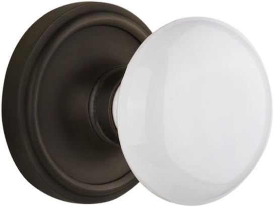 Nostalgic Warehouse Classic Rosette White Porcelain Round Door Knob