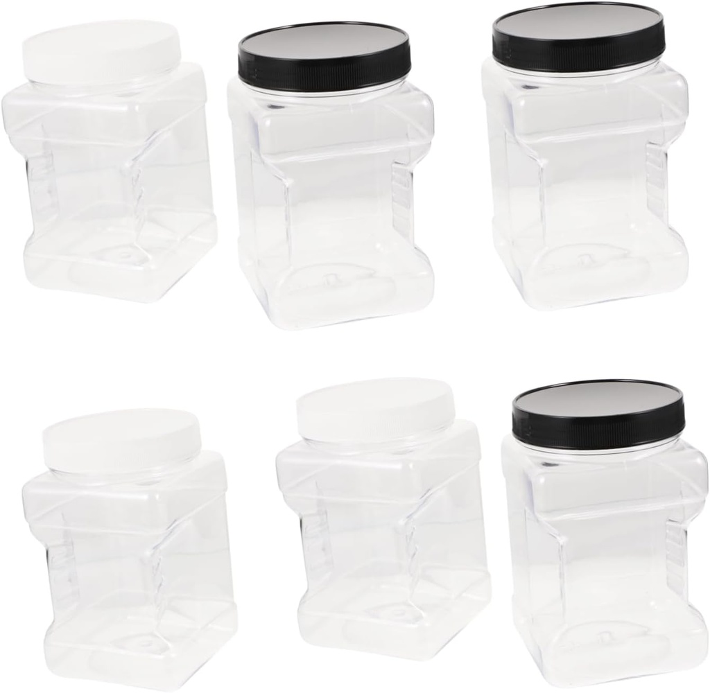 NAMOARLY 6pcs Square Plastic Bottles Lids for Honey Syrup Bulk Storage Food Containers