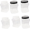 NAMOARLY 6pcs Square Plastic Bottles Lids for Honey Syrup Bulk Storage Food Containers