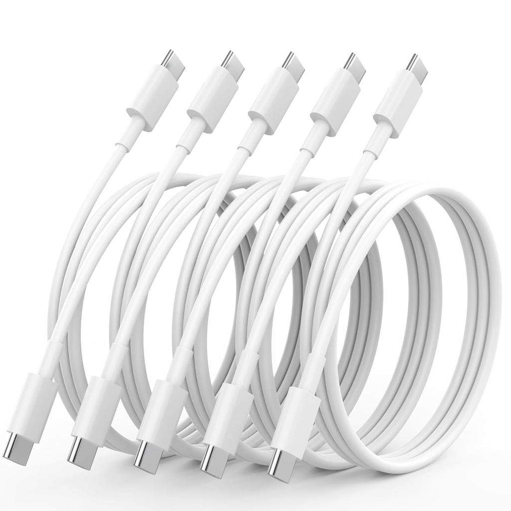 USB C Cable, 5Pack 6FT USB C to USB C Cable 60W(3A) Type C Fast Charging Cord for iPhone 17/ 17Air/17 Pro Max/16/16 Plus/16 Pro Max/15/15 Plus/Pro Max,MacBook Pro, iPad Pro Air, Samsung S24/S24 Ultra