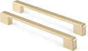 Haliwu 5 Pack Cabinet Handles Brushed Gold Cabinet Pulls 7-1/2 Inch Hole Center Drawer Pulls Modern Square Dresser Handles for Bathroom Kitchen Bedroom, Zinc Alloy