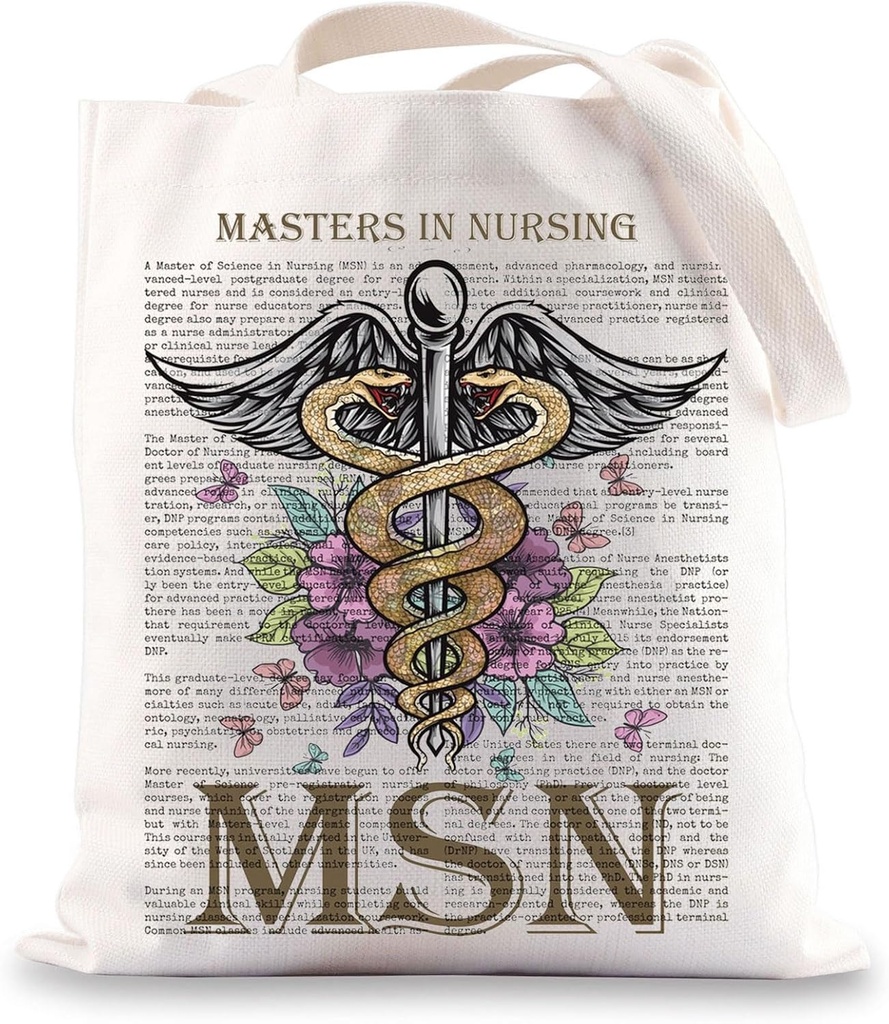 BWWKTOP Masters In Nursing Tote Bag Masters In Nursing Gift Nursing MSN Nurse Shoulder Bag MSN Graduation Gifts