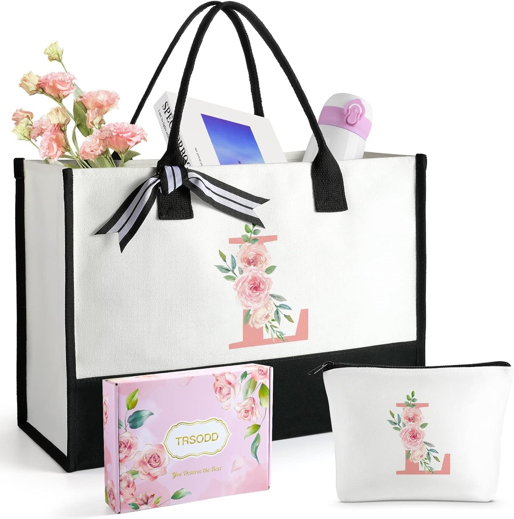 TRSODD Birthday Gifts for Women Mothers Day Gifts for Mom Wife Grandma Daughter Sister Friends Bridesmaid Teacher Appreciation Tote Bag and Makeup Bag