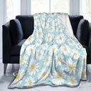 Miowjals Blue Daisy Cute Blanket Soft Lightweight Comfortable Premium Flannel Bed Warmer Air Conditioner Blanket for Bedroom Living Room Sofa All Seasons 50"X40"