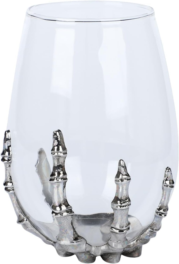 Crystal Skull Wine Glass, Skeleton Hand Goblet for Halloween Parties and Celebrations