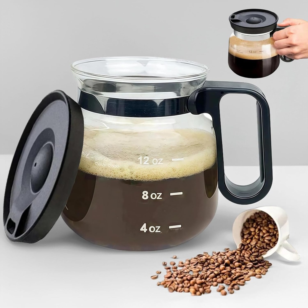 Coffee Pot Mug, 16oz Glass Novelty Coffee Cup with Leak-Proof Lid, Ideal Gift for Coffee Lovers, Mini Tea Pot Design for Home & Office Use