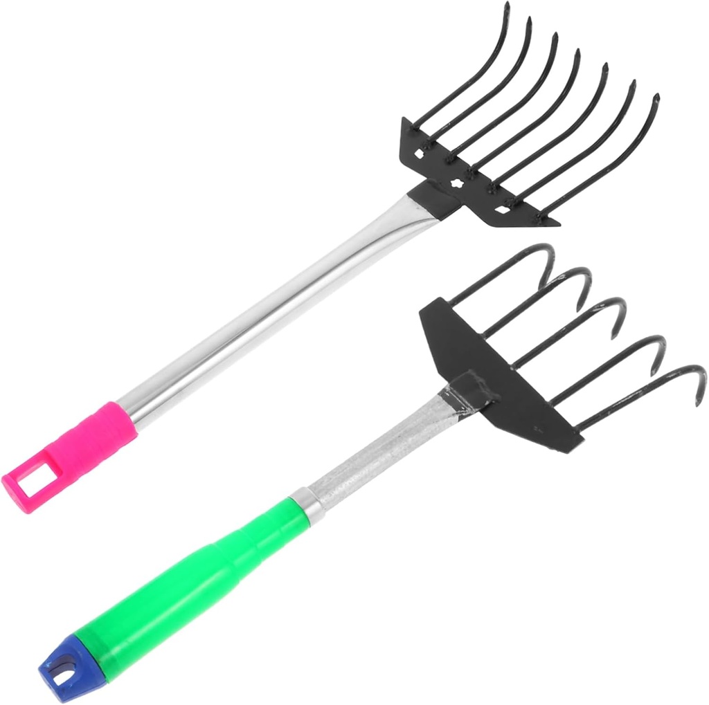 CAXUSD 2pcs Garden Hand Rakes with Teeth and Teeth for Loosening Soil and Planting Flowers Ergonomic Handle for Comfortable Grip Lightweight Portable Gardening Tools