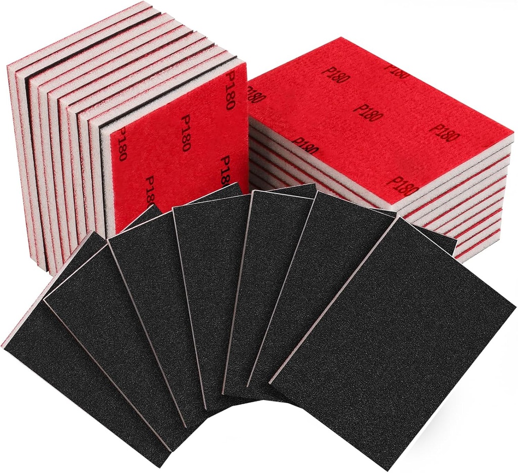 Necosthua 20PCS 3 x 4 Inch 180 Grit Sanding Sponge, Ultra Fine Sanding Sponges Pads, Soft Foam Hand Sanding Block Dry Wet Sandpaper Blocks for Model Drywall Metal Wood Furniture Polishing