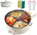 Four Grid Multifunctional Stew Pot, Electric Pot 4 Compartment Divider Cooker, 6L Large Capacity, One Pot with 4 Flavors, 4-Flavor Chinese Shabu Shabu Pot for Home Party