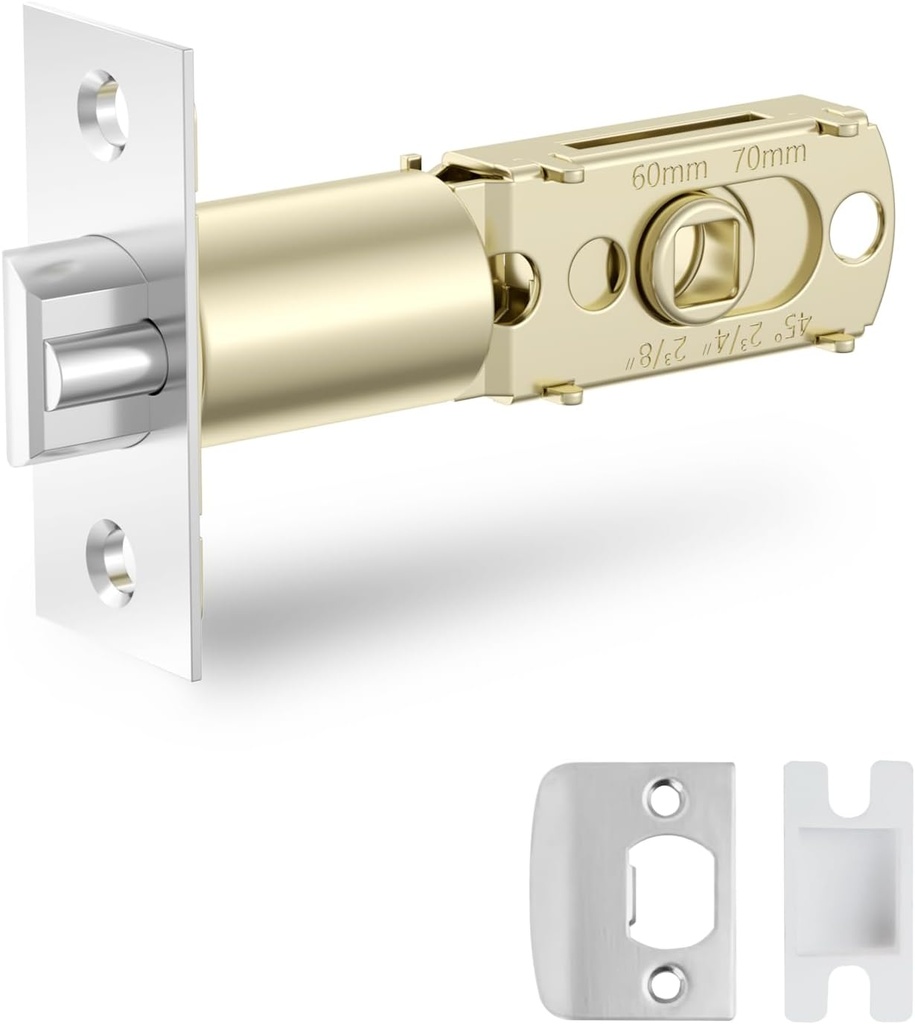 BAFUWEIY Adjustable Deadlatch 2-3/8'' or 2-3/4'', Fingerprint Door Lock Replacement Latch, Smart Door Knob Deadlatch