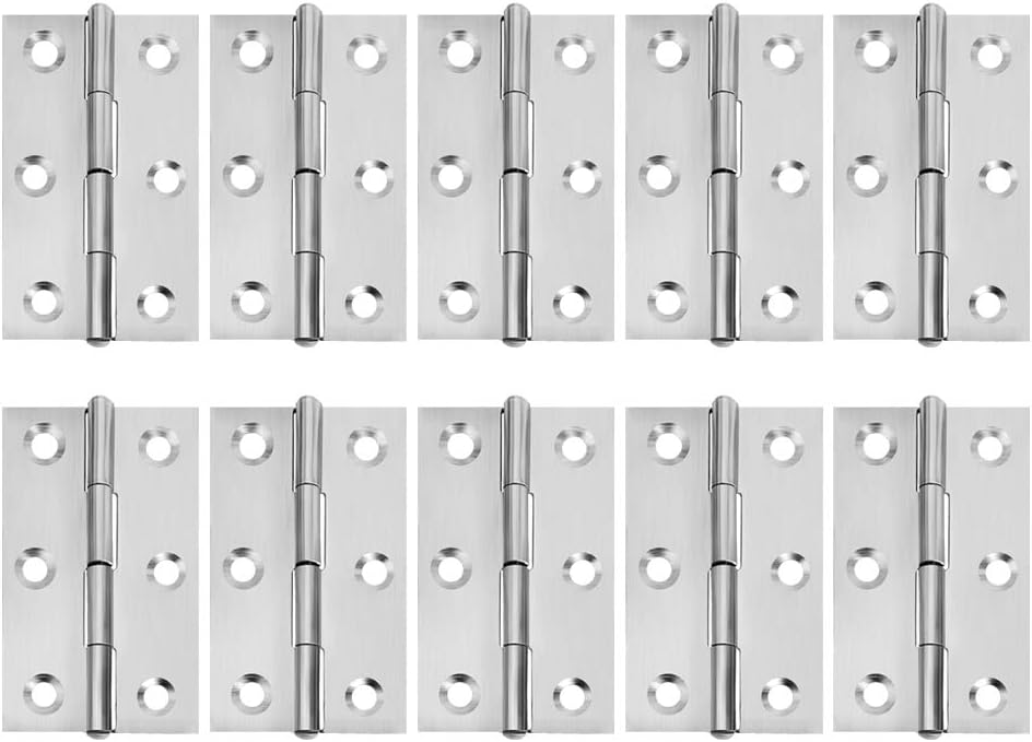 10 Pcs Stainless Steel Home Furniture Hardware Door Hinge Long 2.15 x 1.3 inch