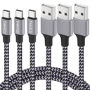 TAKAGI USB to USB C Cable (3Pack 6ft) USB A to Type C Cable Fast Charging Nylon Braided Data Sync Transfer Cord USB C Charger for iPhone 17 Pro Max/17 Air/16e/16 15 Pro/15 Plus/Galaxy S20 S10 Note 20