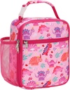 BrainyBees Kids Lunch Bag Girls - Insulated Kids Lunch Box Reusable Girls Lunchbox with Water Bottle Holder Toddler Lunch Tote Bag for School Daycare, Pink Dinosaur