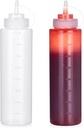 Deesoo Condiment Squeeze Bottles, 800ml/27oz Plastic Translucent Narrow-mouth Squirt Bottles for Sauces Ketchup Oil Vinegar Syrup Honey, Liquid Dispenser Set, Kitchen Art and Crafts, 2 Pack
