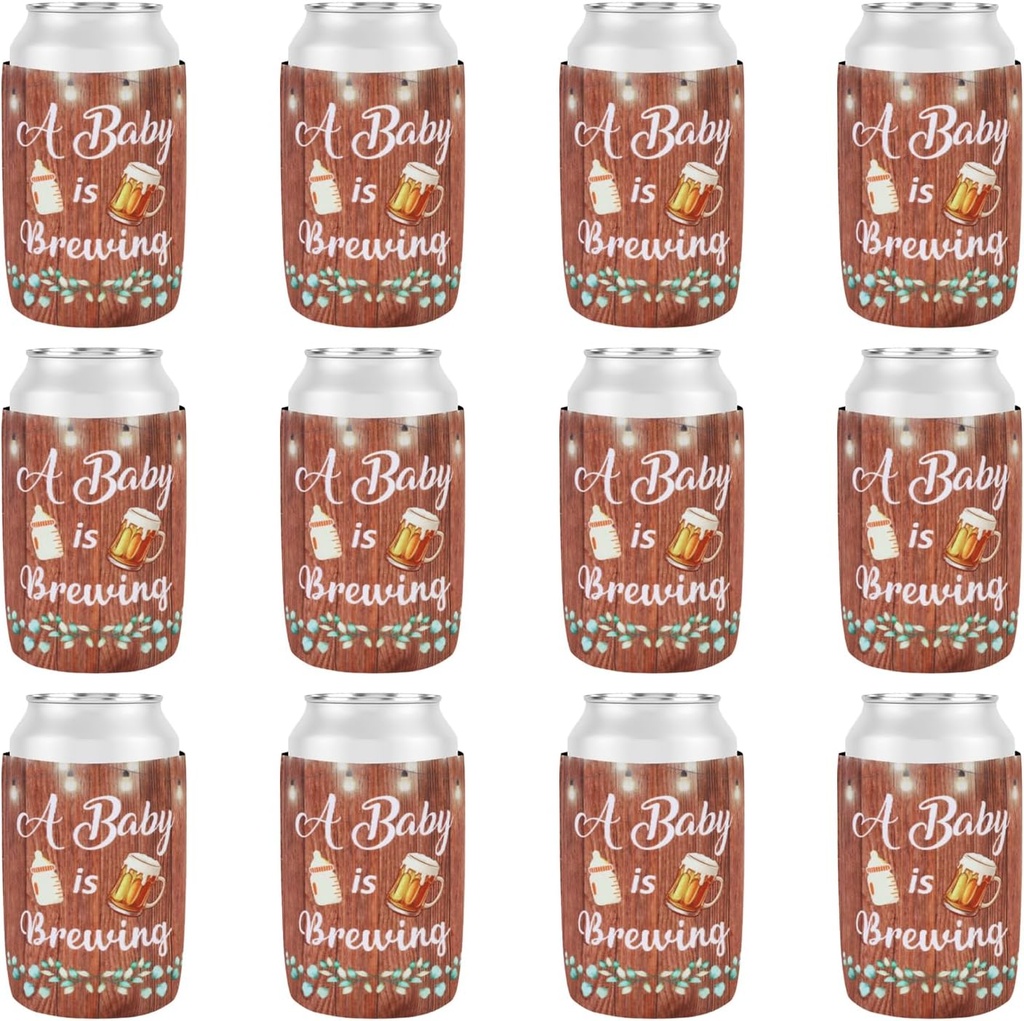 Serencatcher A Baby is Brewing Baby Shower Party Decoration, 12pcs A Baby is Brewing Can Cooler Beer Mug Baby Bottle Can Sleeve for A Baby is Brewing Beer Diaper Baby Shower Party Supplies