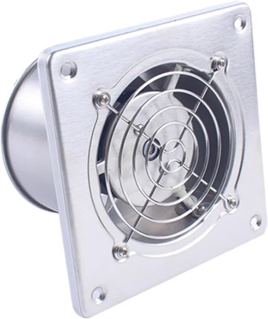 Kitchen Exhaust Fan 25W 4 Inch Kitchen Toilet Exhaust Fan Stainless Steel Louver Mini Window Exhaust Fan Air Ventilation Draft Blower Metal Pipe(Square)