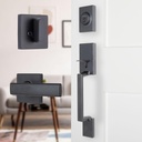 BRINKS Contemporary Keyed Entry Door Handleset with Lever and Deadbolt, Modern Front Door Lock Set, Easy Install, Pick-Resistant (Flat Lever, Tuscan Bronze)