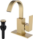 SLOUMKI Brushed Gold Bathroom Faucet Waterfall Faucet for Bathroom Vanity with 360 Degree Swivel Spout, Single Hole Bar Sink Faucet with Hose and 6 "Deck Plate