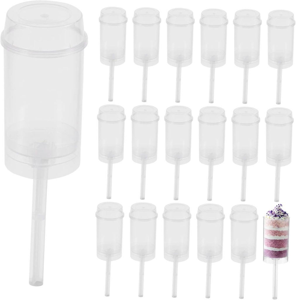 TOPPERFUN 30pcs Clear Round with Lid Food Safe Plastic Cake Containers for Easy Filling for Bakery Desserts and Home Baking