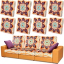 Hahafelt 8 Pcs Stretch Patio Cushion Covers Outdoor Sofa Cushion Covers Replacement Printed Bohemian Floral Sofa Seat Covers Soft Couch Covers with Elastic Bottom