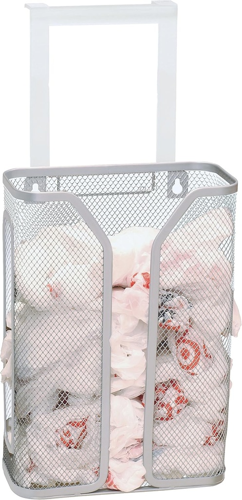 Deco Brothers Over The Cabinet Door Grocery Bag Holder, Silver