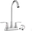 Phiestina Commercial Bar Sink Faucet 4 Inch Center Deck Mount, Utility Laundry Faucet for Sink, 2 Hole Chrome Polished with Dual Lever Handles, BARTY36-11H-C