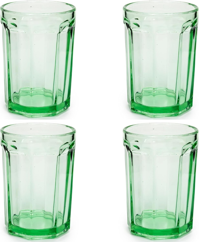Serax Drinking Glasses Set of 4 | Fish & Fish glassware by Paola Navone | 13.5 FL oz Clear Green Water Glass Cups without Lids | Home Essentials, Kitchen Set | Suitable for Beer, Juice, Coffee