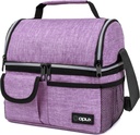 opux Lunch Bag Women Insulated, Adult Lunch Box Cooler, Lunch Box for Men, Dual Compartment Lunchbox for Work, Leakproof Double Decker Lunch Bag, Soft Lunch Pail Tote Girls Boys Kids School, Purple