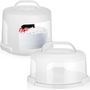 Baderke 2 Pcs 10 Inch/ 10 Inch High Round Cake Carrier with Lid and Handle Plastic Cake Container with Cover for Cupcake Pie Serving Transport(White)