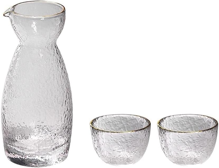 Japanese Sake Set - Elegant Porcelain Pot & Cups, Transparent Modern Glass, Gift for Special Occasions(Black)