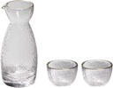 Japanese Sake Set - Elegant Porcelain Pot & Cups, Transparent Modern Glass, Gift for Special Occasions(Black)